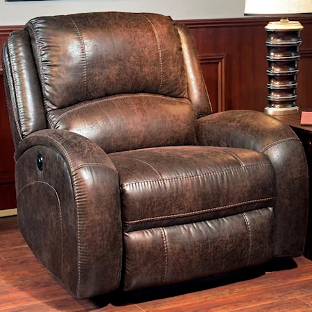 Traditional Lay Flat Power Recliner with Curved Track Arms